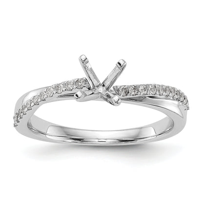 14k White Gold Peg Set Simulated Diamond By Pass Engagement Ring