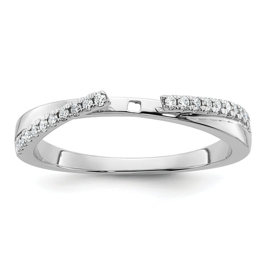 14k White Gold Peg Set Simulated Diamond By Pass Engagement Ring