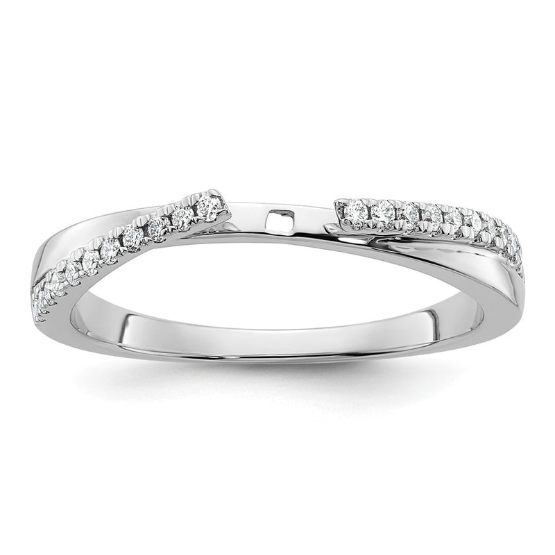 14k White Gold Peg Set Simulated Diamond By Pass Engagement Ring