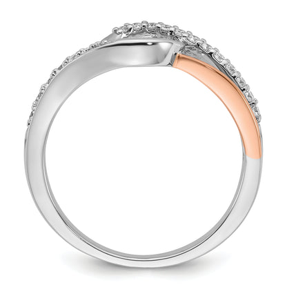 14k White Gold Peg Set Simulated Diamond By Pass Engagement Ring