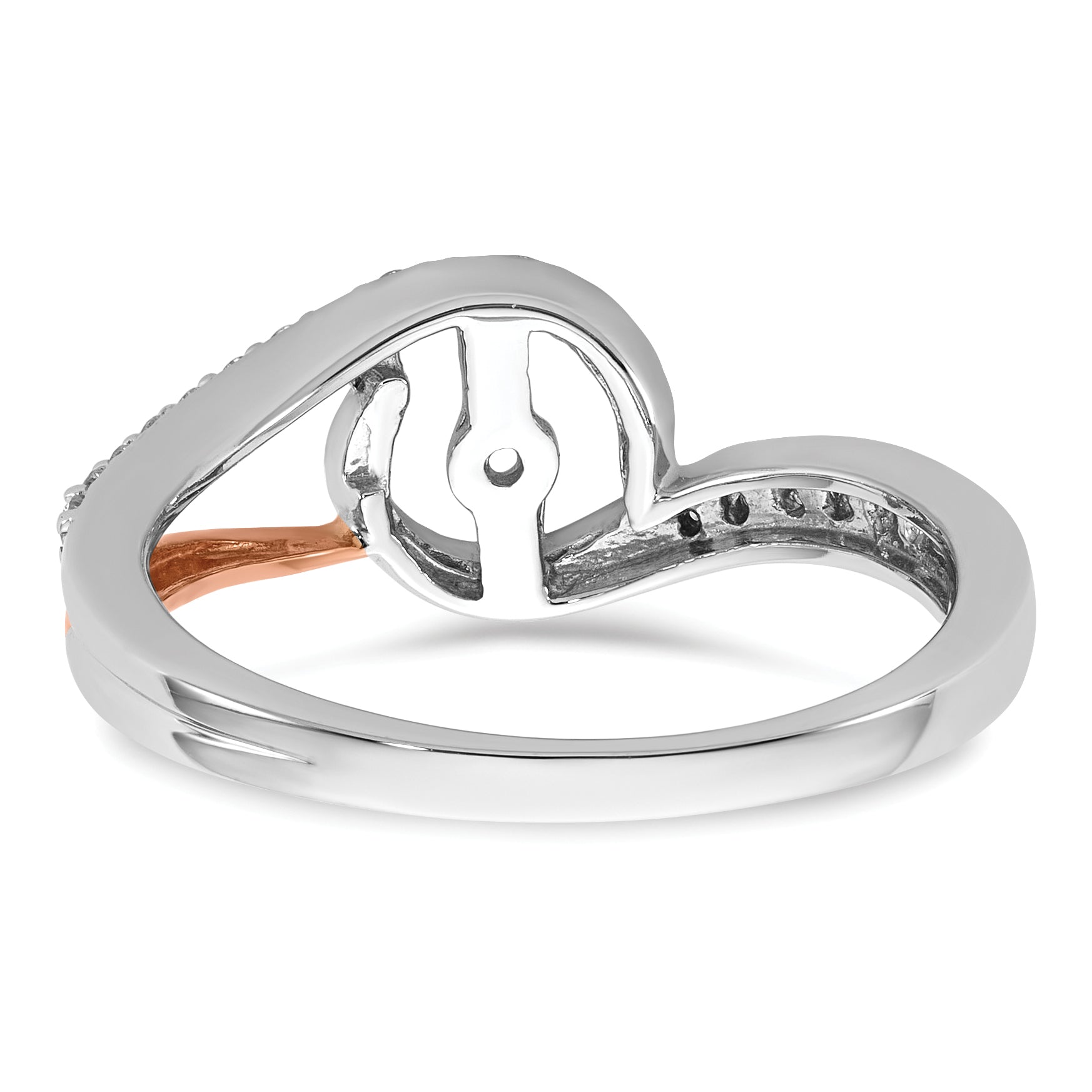 14k White Gold Peg Set Simulated Diamond By Pass Engagement Ring