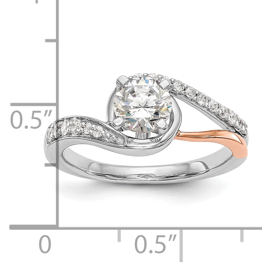 14k Two-Tone Rose and White Gold 1/5 Ct. Lab Grown Diamond VS/SI Peg Set Engagement Ring
