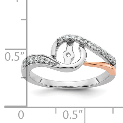 14k White Gold Peg Set Simulated Diamond By Pass Engagement Ring