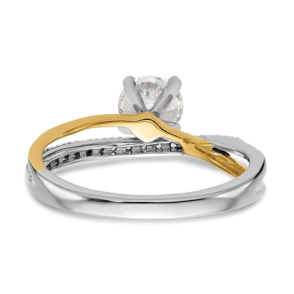14k Two tone Peg Set Simulated Diamond By Pass Engagement Ring