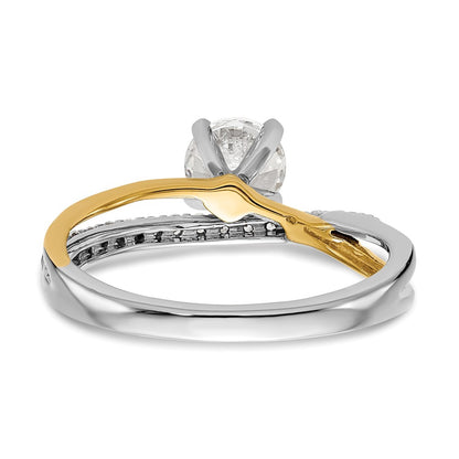14k Two tone Peg Set Simulated Diamond By Pass Engagement Ring