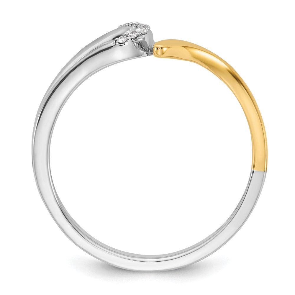 14k Two tone Peg Set Simulated Diamond By Pass Engagement Ring