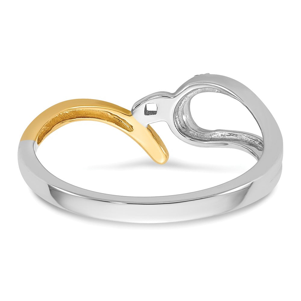 14k Two tone Peg Set Simulated Diamond By Pass Engagement Ring