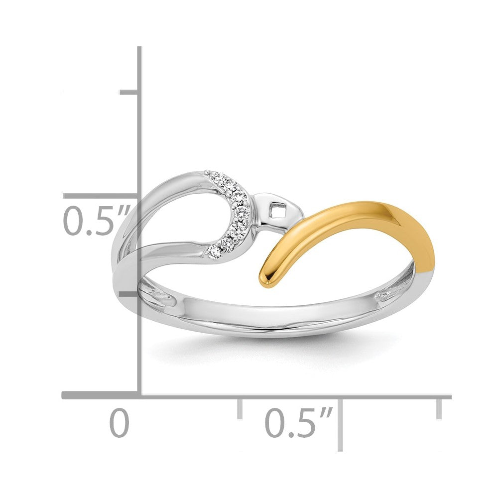 14k Two tone Peg Set Simulated Diamond By Pass Engagement Ring