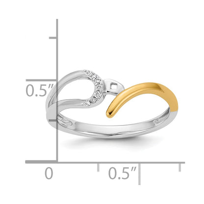 14k Two tone Peg Set Simulated Diamond By Pass Engagement Ring