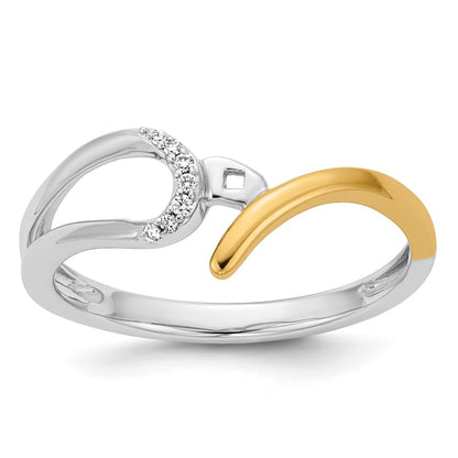 14k Two tone Peg Set Simulated Diamond By Pass Engagement Ring