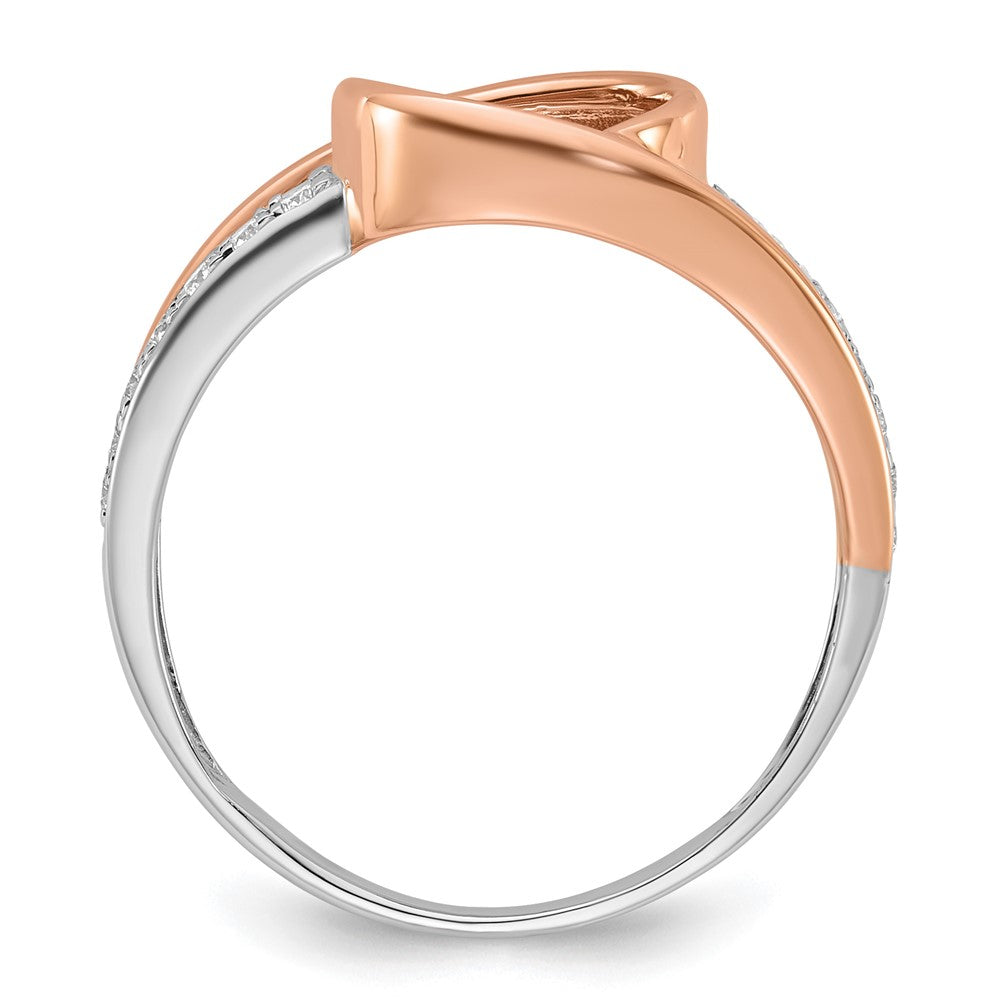 14k Two tone Peg Set Simulated Diamond By Pass Engagement Ring