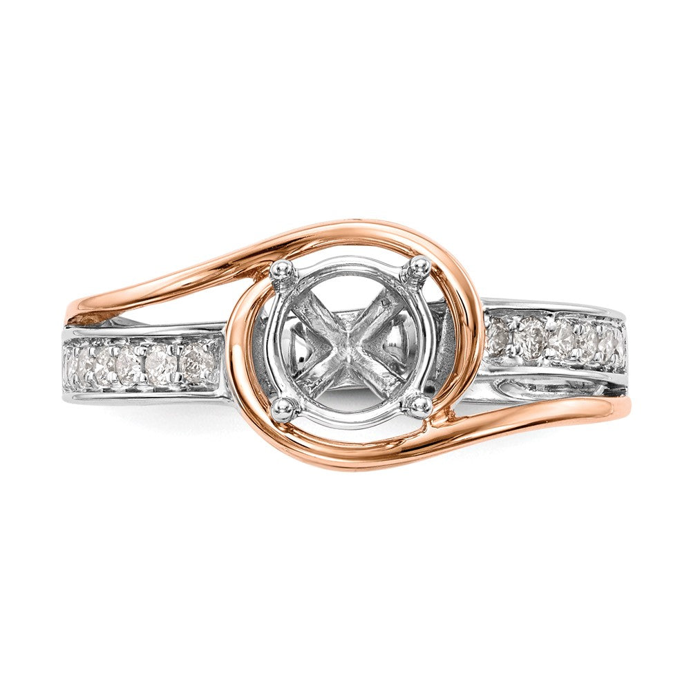 14k Two tone Peg Set Simulated Diamond By Pass Engagement Ring