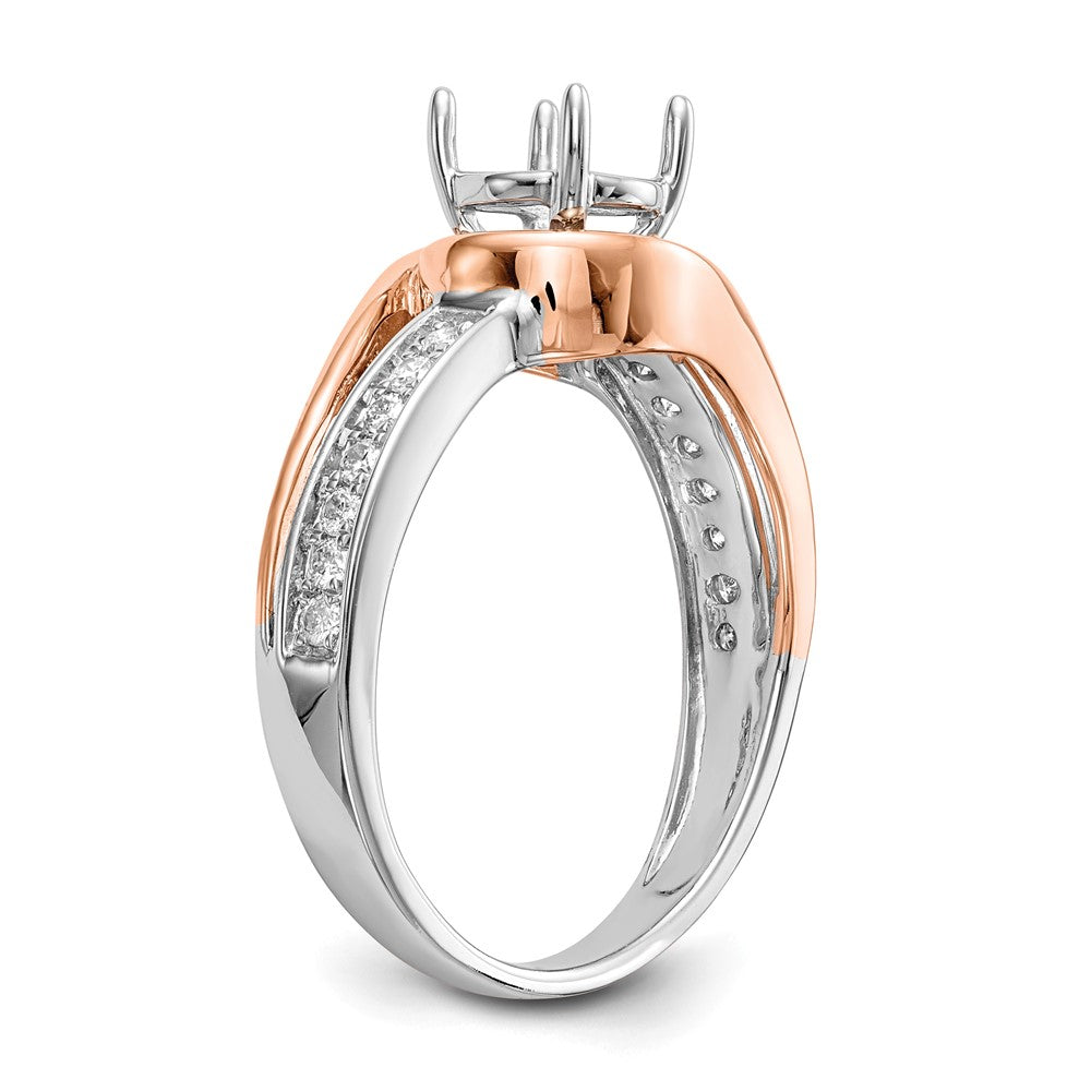 14k Two tone Peg Set Simulated Diamond By Pass Engagement Ring