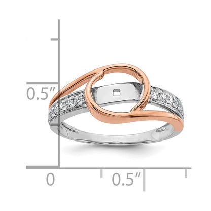 14k Two tone Peg Set Simulated Diamond By Pass Engagement Ring