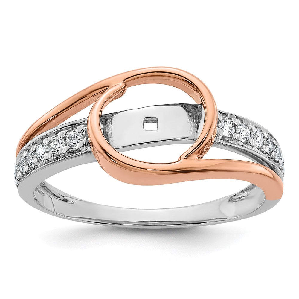 14k Two tone Peg Set Simulated Diamond By Pass Engagement Ring