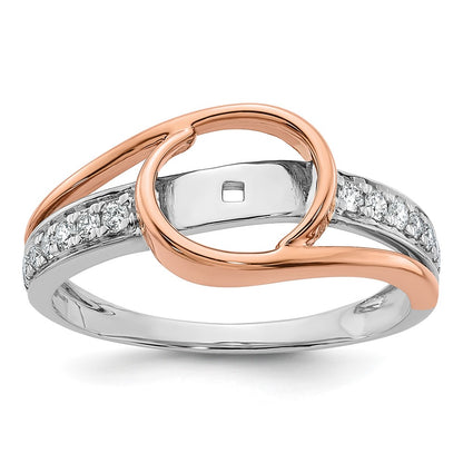 14k Two tone Peg Set Simulated Diamond By Pass Engagement Ring