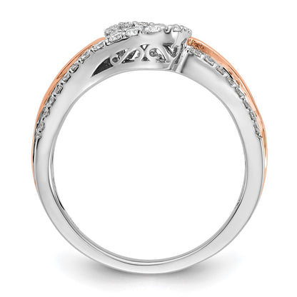 14k Two tone Peg Set Simulated Diamond By Pass Engagement Ring