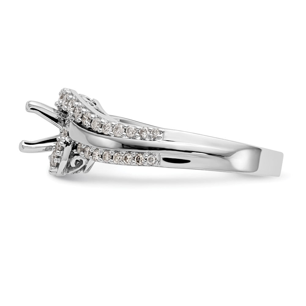 14k Two tone Peg Set Simulated Diamond By Pass Engagement Ring