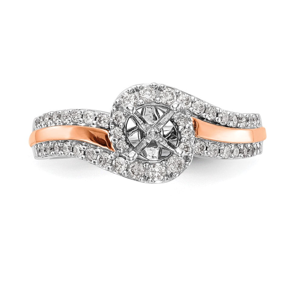 14k Two tone Peg Set Simulated Diamond By Pass Engagement Ring