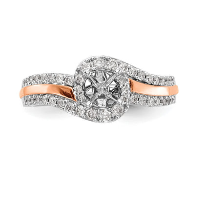 14k Two tone Peg Set Simulated Diamond By Pass Engagement Ring