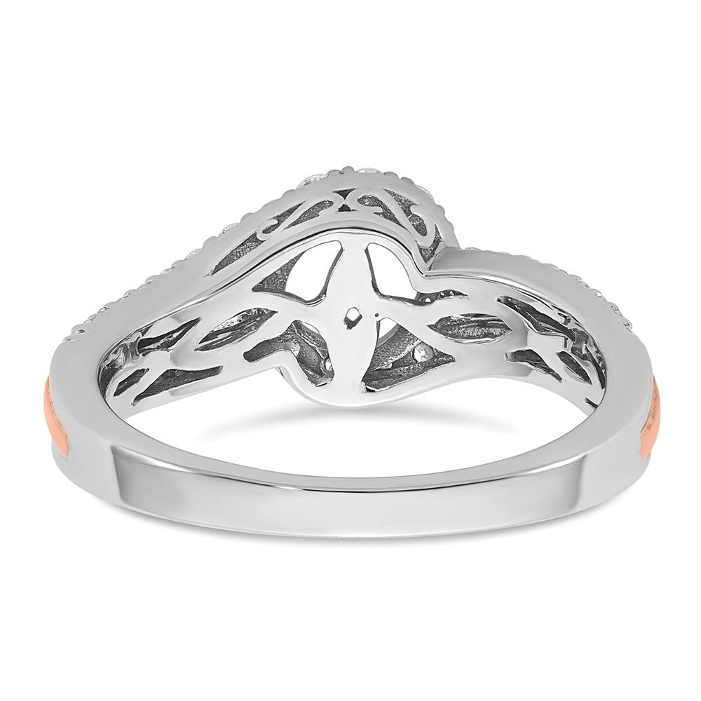 14k Two tone Peg Set Simulated Diamond By Pass Engagement Ring