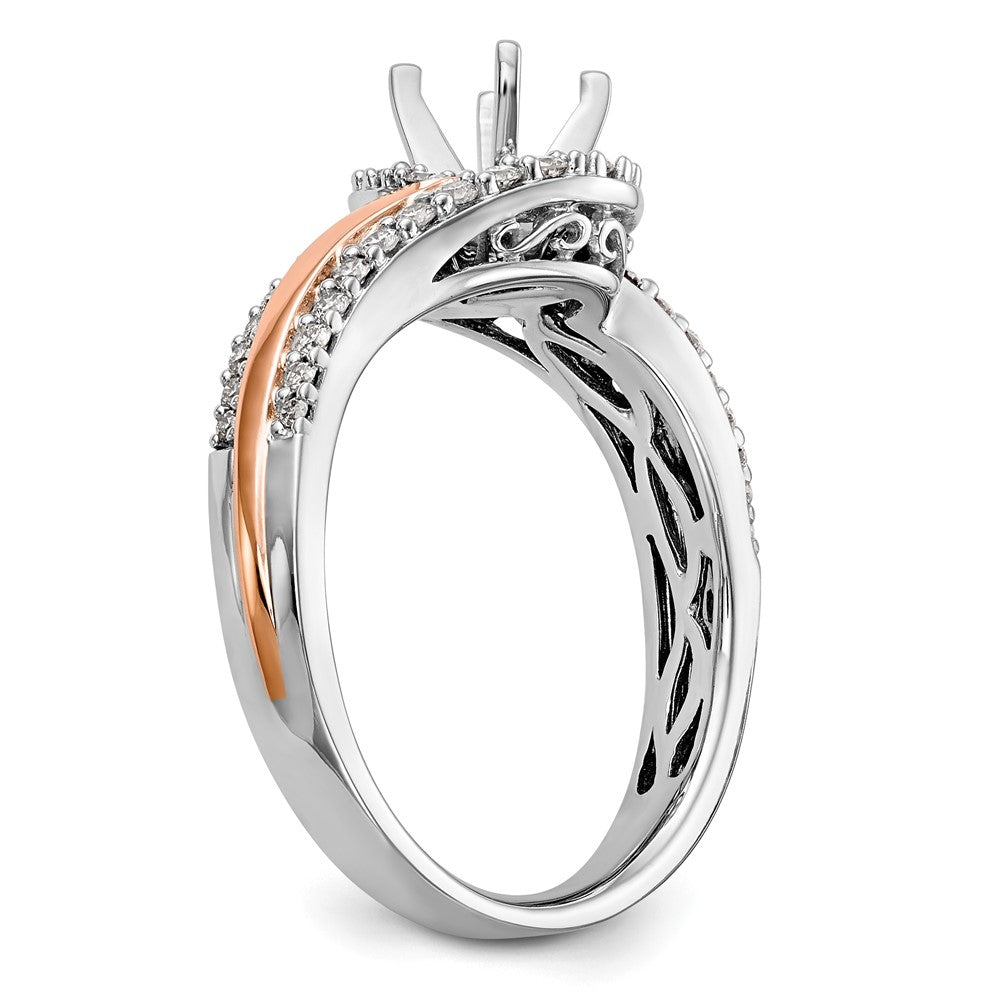14k Two tone Peg Set Simulated Diamond By Pass Engagement Ring