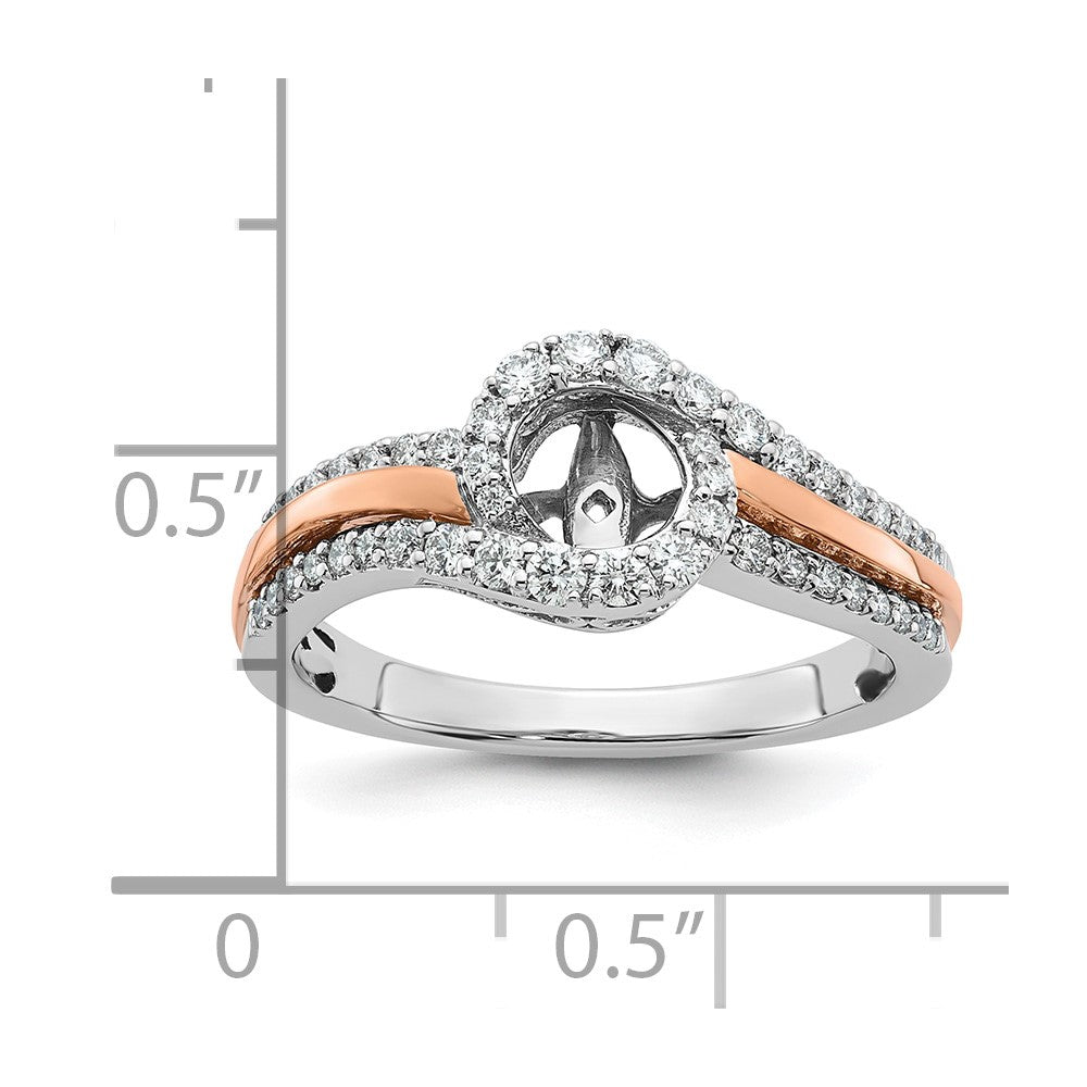 14k Two tone Peg Set Simulated Diamond By Pass Engagement Ring