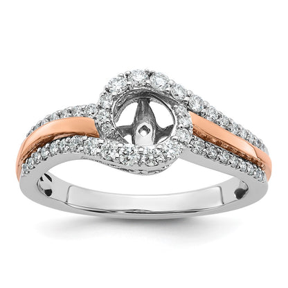14k Two tone Peg Set Simulated Diamond By Pass Engagement Ring