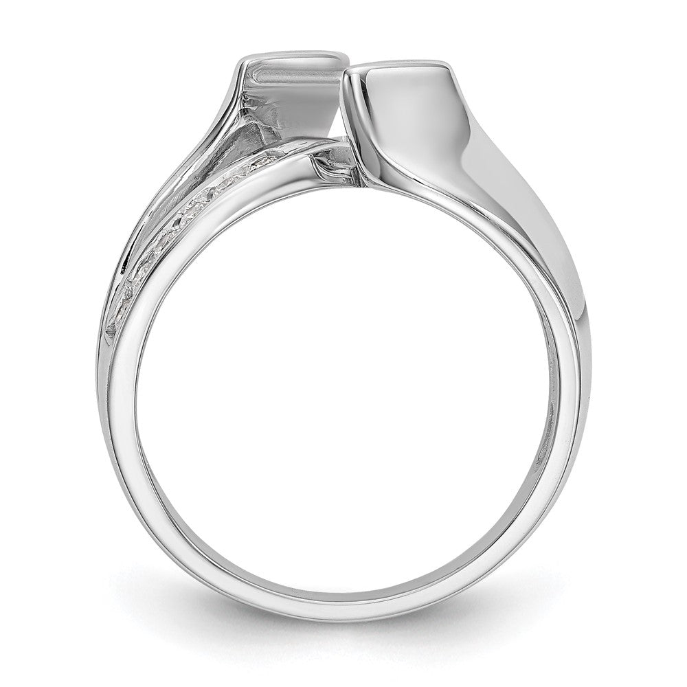 14k White Gold Simulated Diamond By Pass Engagement Ring
