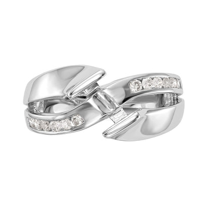 14k White Gold Simulated Diamond By Pass Engagement Ring