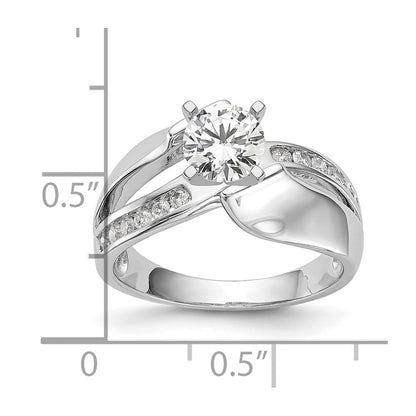 14k White Gold Simulated Diamond By Pass Engagement Ring