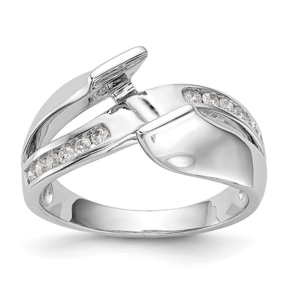 14k White Gold Simulated Diamond By Pass Engagement Ring
