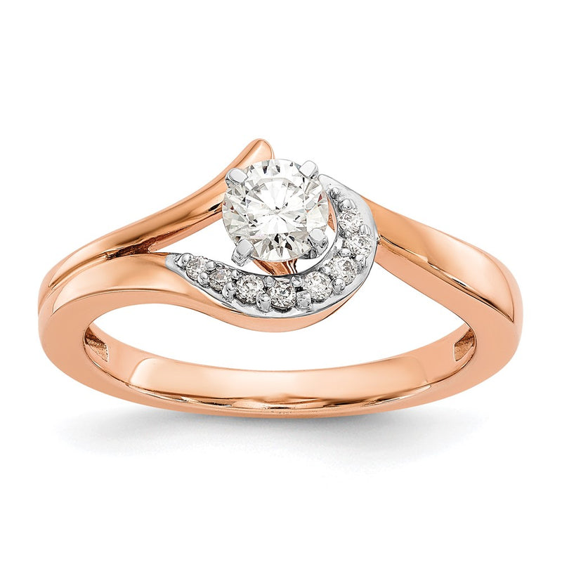 10K Rose Gold Peg Set Bypass 1/20 Carat Diamond Semi Mount Engagement Ring