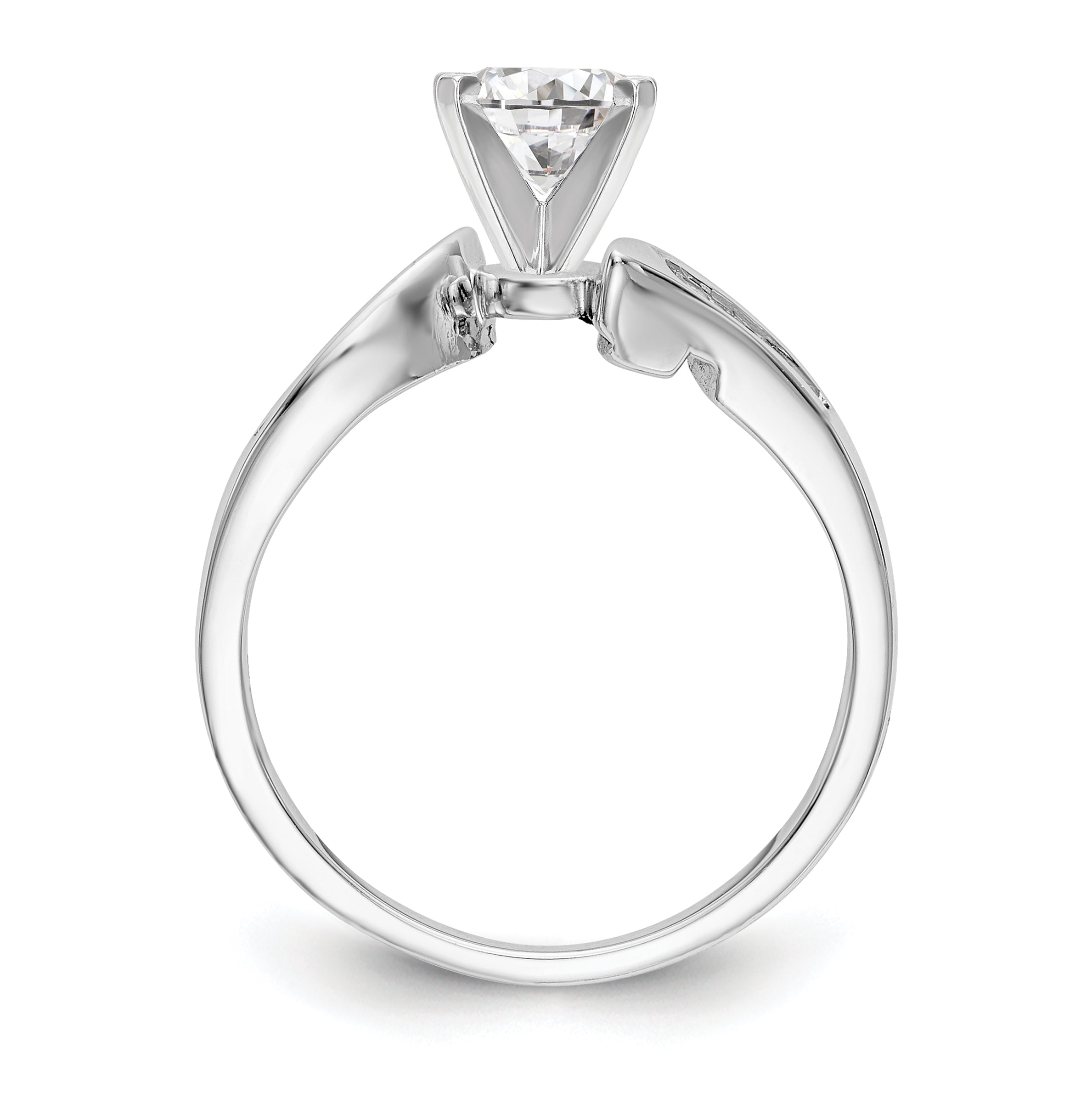 14K White Gold By Pass Peg Set 1/8 Carat Baguette Diamond Semi Mount Engagement Ring