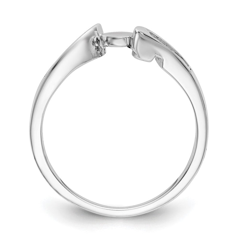 14K White Gold By Pass Peg Set 1/8 Carat Baguette Diamond Semi Mount Engagement Ring