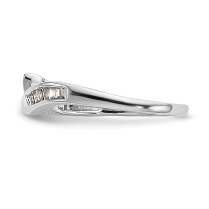 14K White Gold By Pass Peg Set 1/8 Carat Baguette Diamond Semi Mount Engagement Ring