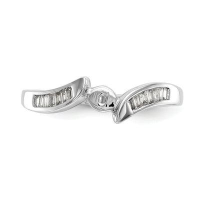 14K White Gold By Pass Peg Set 1/8 Carat Baguette Diamond Semi Mount Engagement Ring