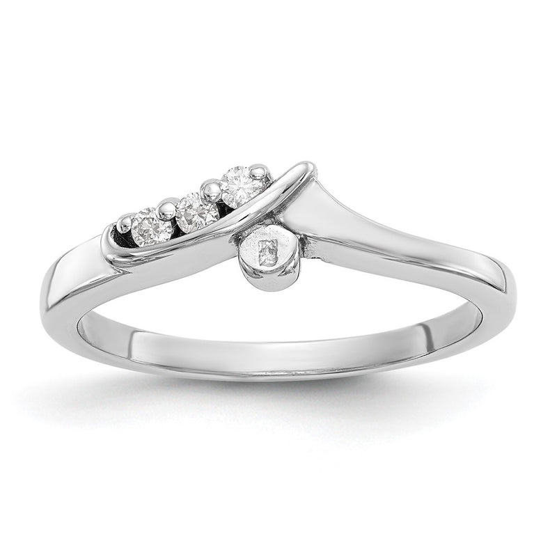14k White Gold Peg Set Simulated Diamond By Pass Engagement Ring