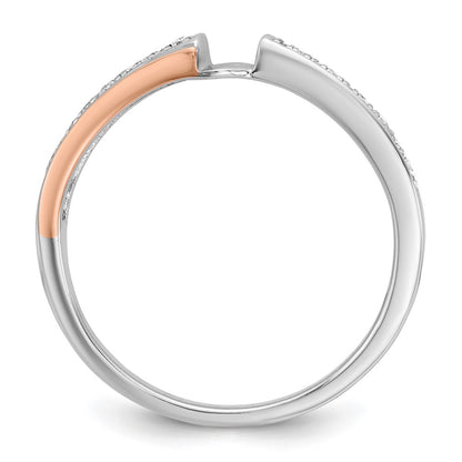 14k Two tone Peg Set Simulated Diamond By Pass Engagement Ring