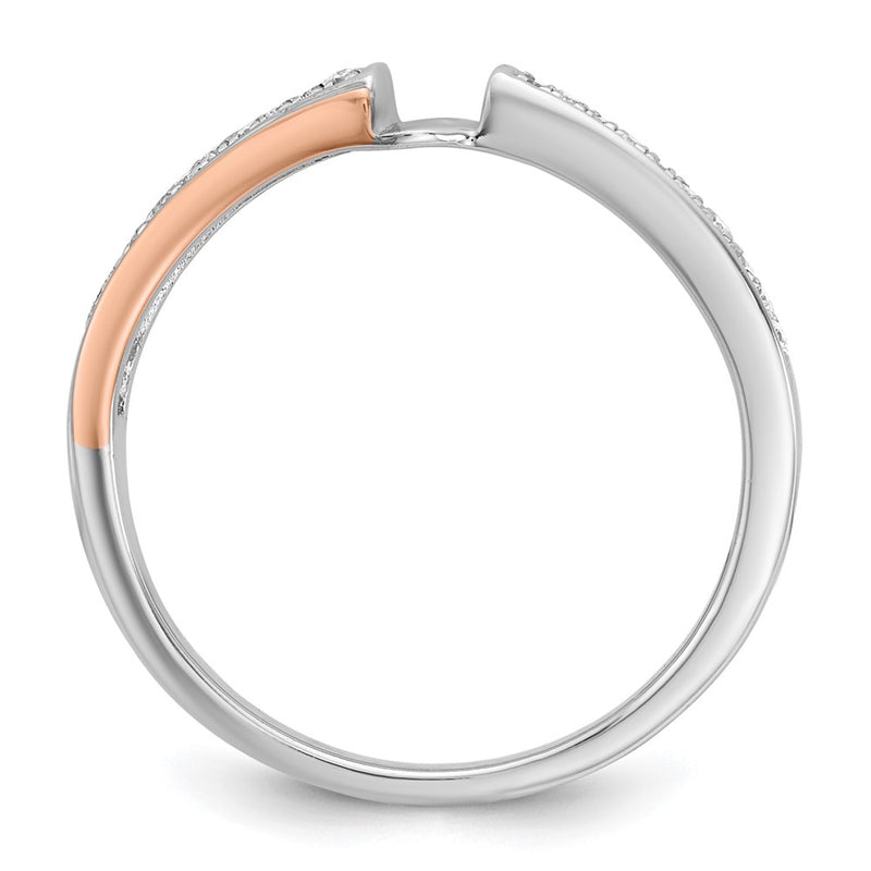 14k Two tone Peg Set Simulated Diamond By Pass Engagement Ring