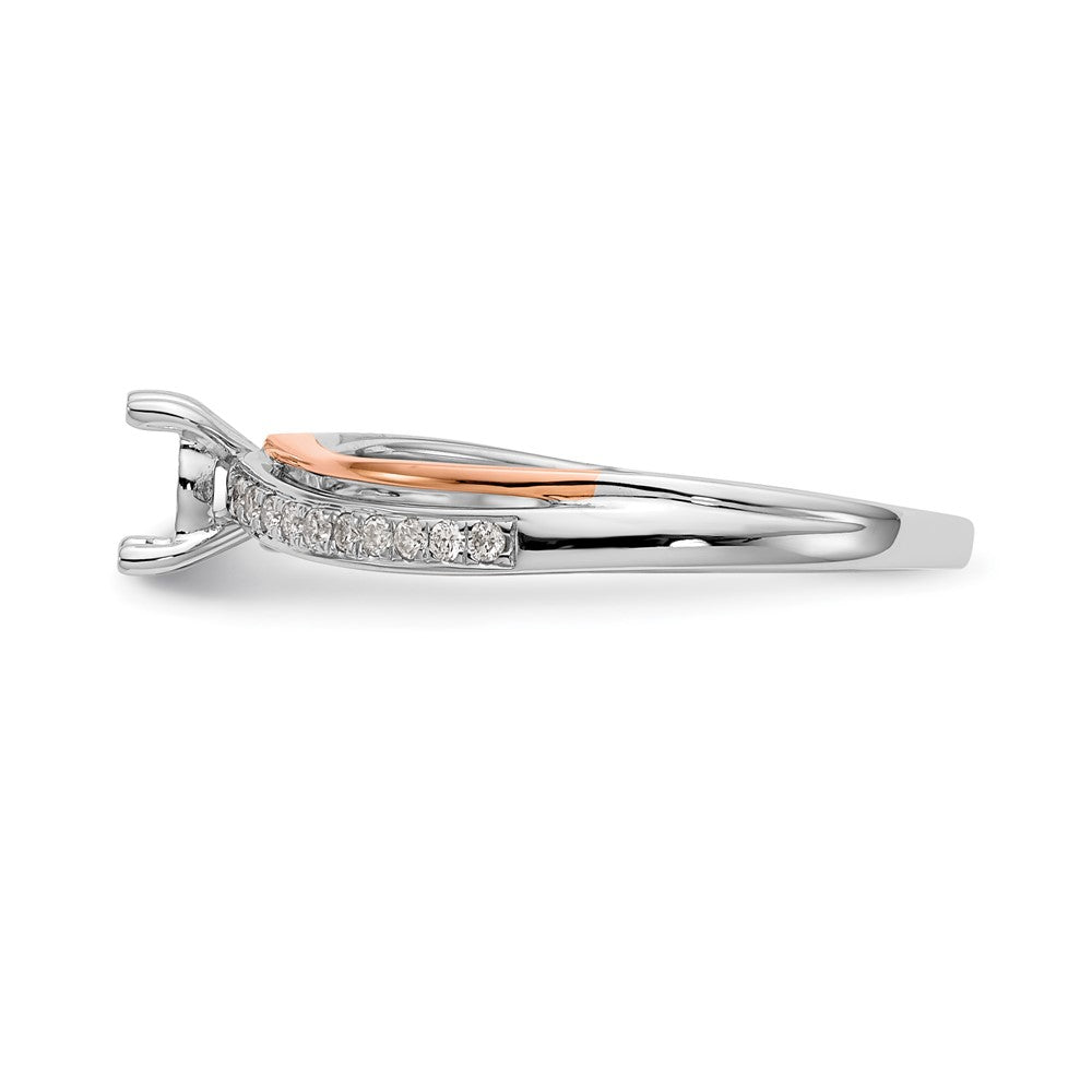 14k Two tone Peg Set Simulated Diamond By Pass Engagement Ring