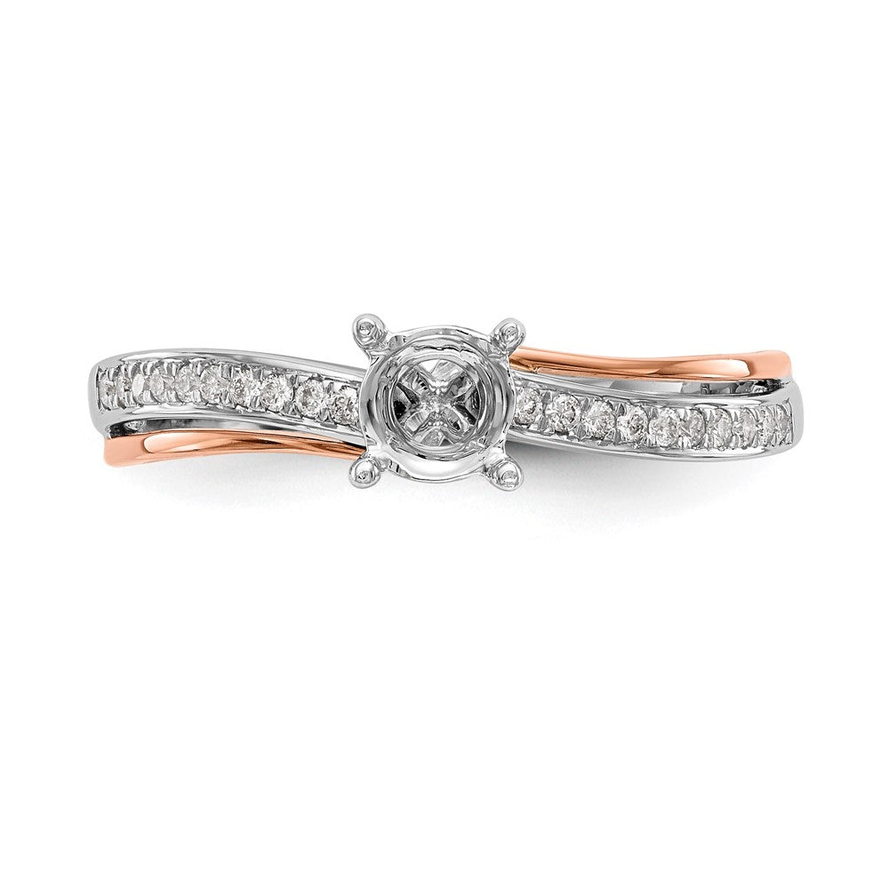 14k Two tone Peg Set Simulated Diamond By Pass Engagement Ring