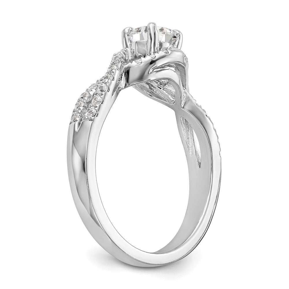 14K White Gold Criss-Cross (Holds 1/2 carat (5.2mm) Round Center) 3/8 carat Diamond Semi-mount Engagement Ring