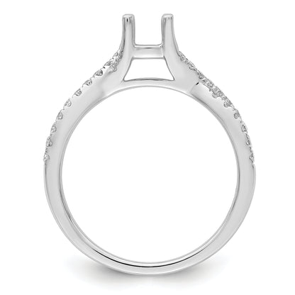 14K White Gold Criss Cross (Holds 1/2 Carat (5.2mm) Round Center) 1/3 Diamond Semi Mount Engagement Ring
