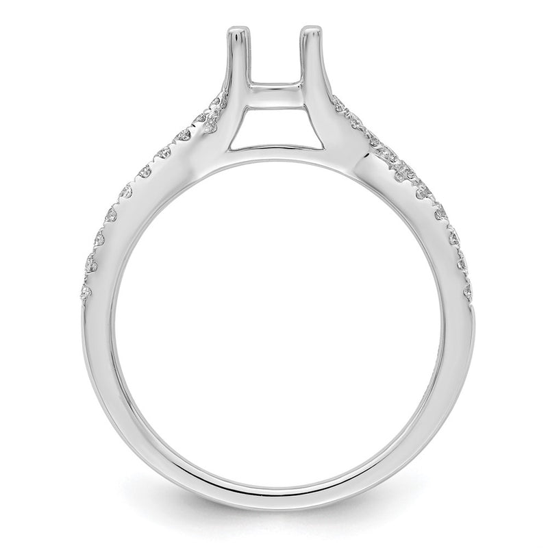 14K White Gold Criss Cross (Holds 1/2 Carat (5.2mm) Round Center) 1/3 Diamond Semi Mount Engagement Ring