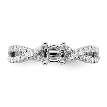 14K White Gold Criss Cross (Holds 1/2 Carat (5.2mm) Round Center) 1/3 Diamond Semi Mount Engagement Ring