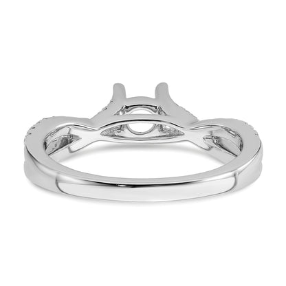 14K White Gold Criss Cross (Holds 1/2 Carat (5.2mm) Round Center) 1/3 Diamond Semi Mount Engagement Ring