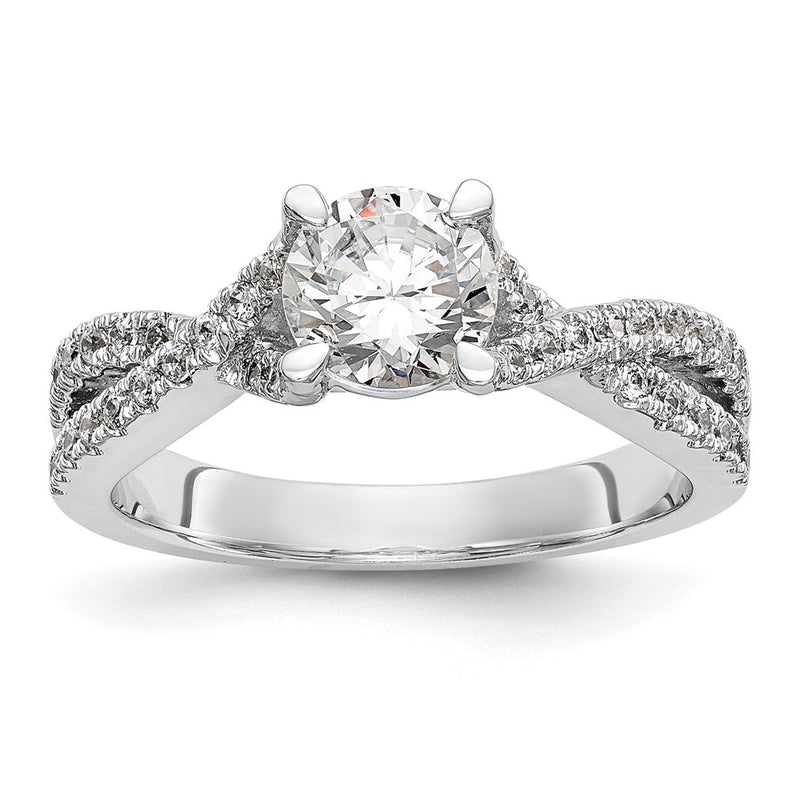 14K White Gold Criss-Cross (Holds 3/4 carat (5.8mm) Round Center) 3/8 carat Diamond Semi-mount Engagement Ring