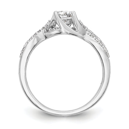 14K White Gold Criss Cross (Holds 1/2 Carat (5.2mm) Round Center) 1/4 Diamond Semi Mount Engagement Ring