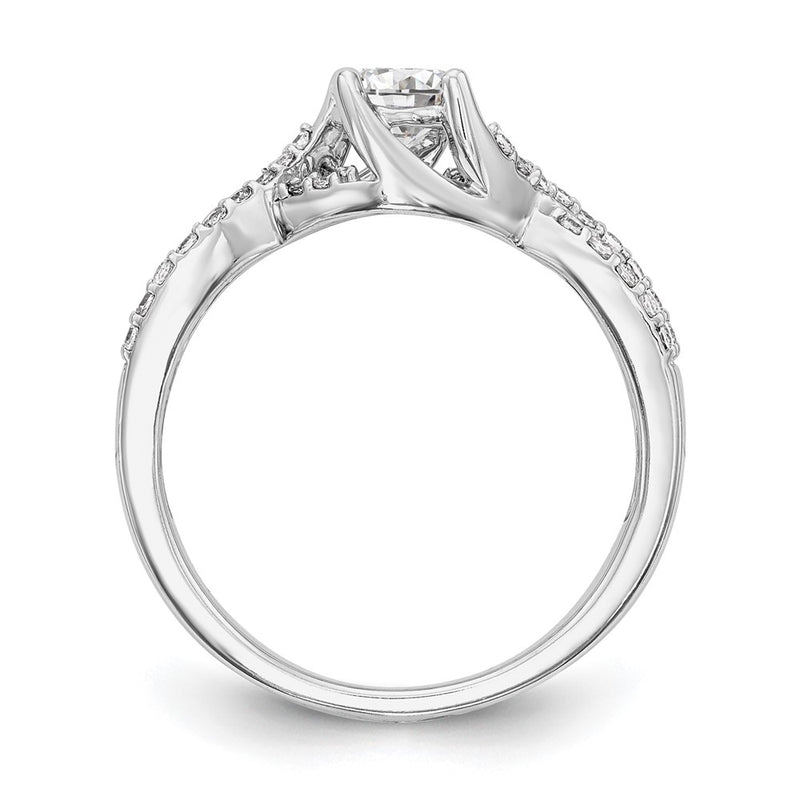 14K White Gold Criss Cross (Holds 1/2 Carat (5.2mm) Round Center) 1/4 Diamond Semi Mount Engagement Ring